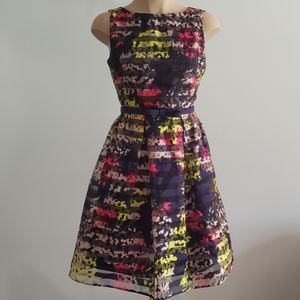 Danny & Nicole Navy Green and Pink Floral Dress